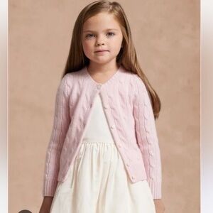 Polo By Ralph Lauren Soft PinkCable Knit Button Down Cardigan